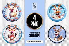 Cute Reindeer In Snow Clipart Sublimation PNG Product Image 1