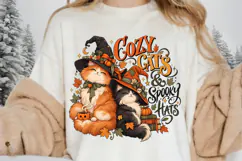 Cozy Cats Spooky Hats Halloween Cat Witch PNG Sublimation Product Image 3