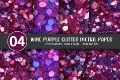 Wine Purple Glitter Digital Paper Product Image 1