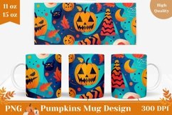 Cartoon Pumpkins Mug Wrap, Halloween Coffee Mug Sublimation Product Image 1
