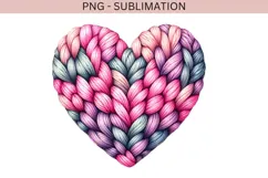 Valentine knitted heart png design for T-shirts Product Image 1