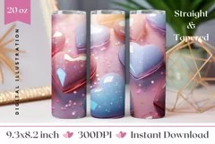 3D Glitter Hearts Tumbler Design, Valentine's Day Tumbler Product Image 1