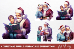 Christmas purple santa claus sublimation PNG Product Image 1