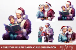 Christmas purple santa claus sublimation PNG Product Image 1