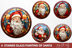 Stained Glass Painting Of Santa Clipart PNG Product Image 1