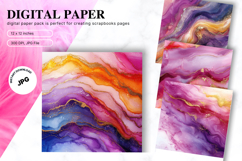 Rainbow Watercolor Alcohol Ink Background Digital Paper Product Image 1