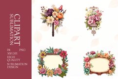 Watercolor floral wooden signboard clipart sublimation png Product Image 1