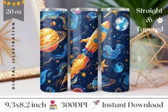 Art School Tumbler Wrap, Galaxy Tumbler Sublimation Design Product Image 1