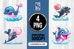 Cute Kawaii Dolphin With Balloon Clipart SVG PNG Product Image 1