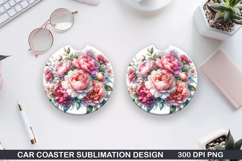 Roses Car Coaster Sublimation| Mother's Day Coaster PNG Product Image 1