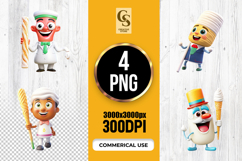 Cartoon Ice Cream Chef Character Clipart Sublimation PNG Product Image 1