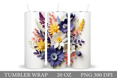3D Flowers Tumbler Design. Flowers Tumbler Sublimation Product Image 1