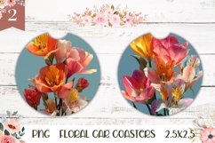 Lily Flower Car Coasters, Flowers Round Coaster Designs Product Image 1
