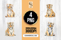 Cute Watercolor Baby Tiger Clipart Sublimation PNG Product Image 1