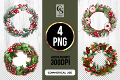 Holiday Berry Wreath Clipart Sublimation PNG Product Image 1