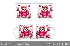 Valentines Owl Mug Design. Valentines Mug Sublimation Product Image 1