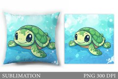 Turtle Pillow Sublimation. Sea Turtle Sublimation Product Image 1