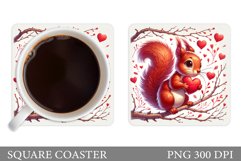 Valentines Squirrel Coaster. Squirrel Coaster Sublimation Product Image 1