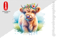 Cute Highland Cow Clipart - PNG File Product Image 2