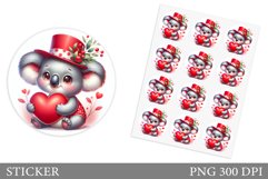Cute Koala Sticker Design. Valentines Koala Sticker Product Image 1