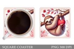 Cute Sloth Coaster Design. Valentines Sloth Coaster Product Image 1