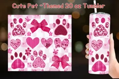 20 oz Pink Floral Paw Print Tumbler Cup Product Image 2