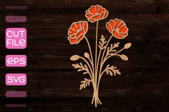3D Layered Poppies Flowers laser cut,Layered Paper Cut SVG Product Image 2