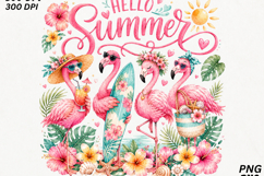 Hello Summer Flamingo Tropical Sublimation SVG Product Image 2