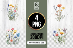 Watercolor Meadow Wildflowers Clipart Sublimation PNG Product Image 1