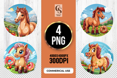 Cute Pony Cartoon Clipart Sublimation PNG Product Image 1