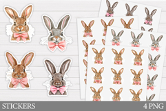 Cute Bunny Sticker Design. Bunny Bow Sticker Printable Product Image 1