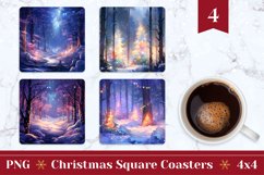 Christmas Coasters, Christmas Forest Coffee Mug Coaster Product Image 1