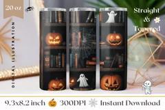 Halloween Pumpkins Tumbler Wrap, Ghosts Tumbler Template Product Image 1