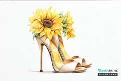 Sunflower High Heel Watercolor PNG Clipart Product Image 1