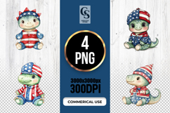 Patriotic Baby Dinosaur Clipart PNG Product Image 1