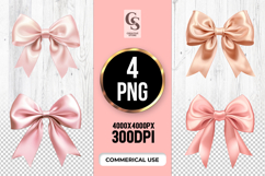 Soft Pink Satin Bow Clipart Sublimation PNG Product Image 1