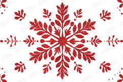 Red Textured Folk Floral Snowflake Pattern Design Product Image 1