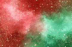 Watercolor Red Green Abstract Splash Gold Glitter Background Product Image 1