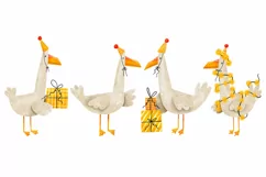 Birthday goose celebrate holiday. Duck with gifts garland Product Image 1
