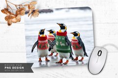 Penguins Skating in Christmas Sweaters Mouse Pad PNG Design Product Image 1