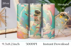 Astronaut Tumbler Design, Space Clouds Tumbler Sublimation Product Image 1