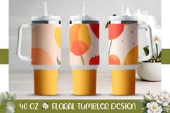 Red Tulips Tumbler Wrap Design, Floral 40 Oz Tumbler PNG Product Image 1