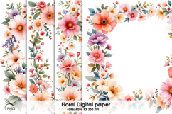 Floral digital paper, background clipart Product Image 1