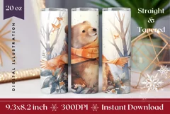 Winter Tumbler Wrap, Winter Teddy Bear Tumbler Template Product Image 1