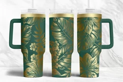 40oz Tumbler laser svg Hibiscus wrap| Tropic Flowers pattern Product Image 2