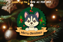Husky Christmas Ornament SVG laser cut file for Glowforge Product Image 1