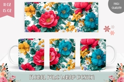 Cute Floral Mug Wrap Design, Flowers Mug Sublimation Product Image 1