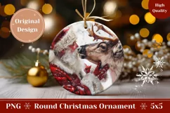 Santa Claus Ornament Design, Christmas Deer Ornament PNG Product Image 1