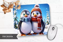Snowman with Penguin and Scarf Winter Wonderland Mouse Pad Product Image 1
