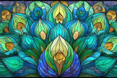 Stained Glass Peacock Feather Pattern Artwork Product Image 1